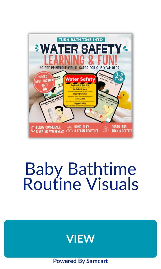 Water Safety visuals for new babies Bathtime routine visuals for newborn baby