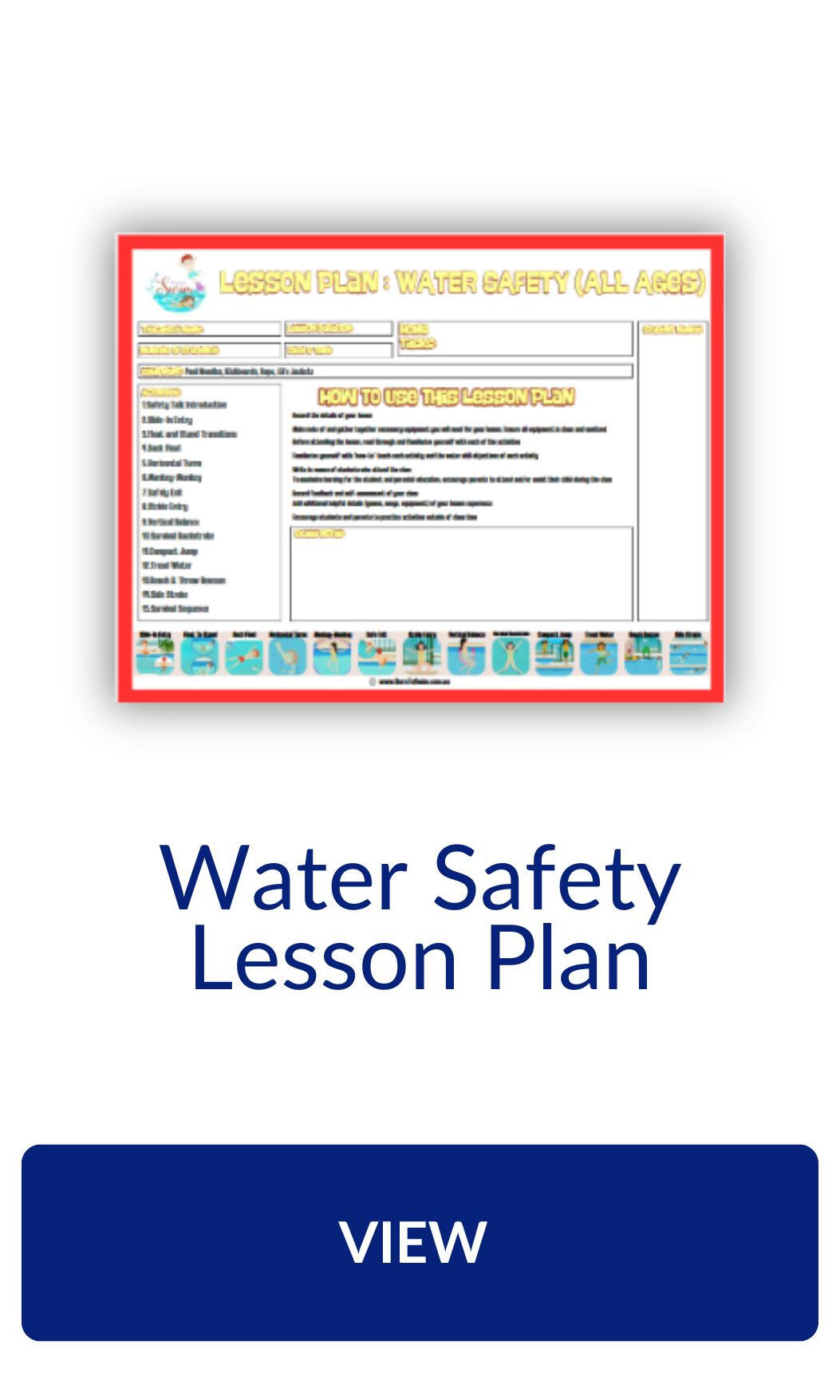 Water Safety week lesson plan Water Safety week lesson plan for teachers